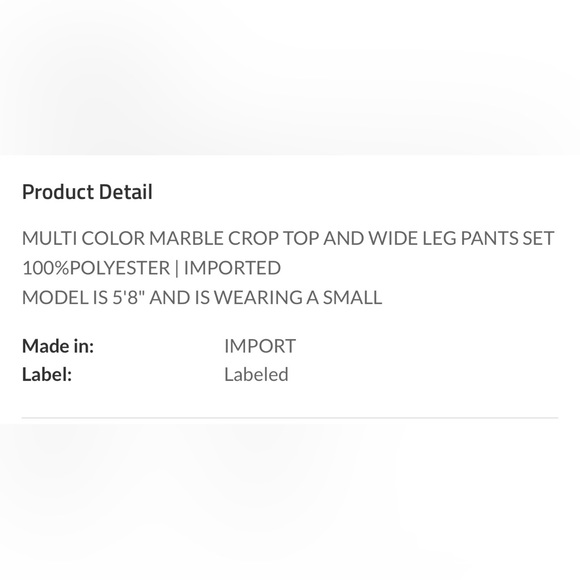 175 2 Piece Marble Pant Set - Picture 7 of 7